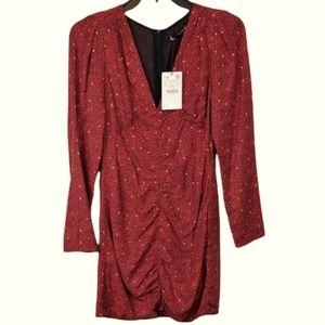 Red and black long-sleeved dress. Size Small